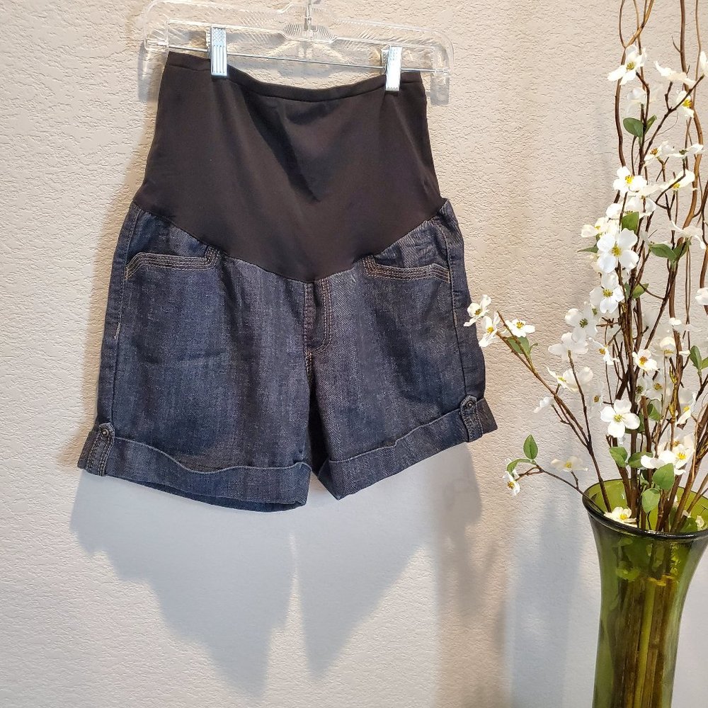 Dark Wash Denim Maternity Shorts XL